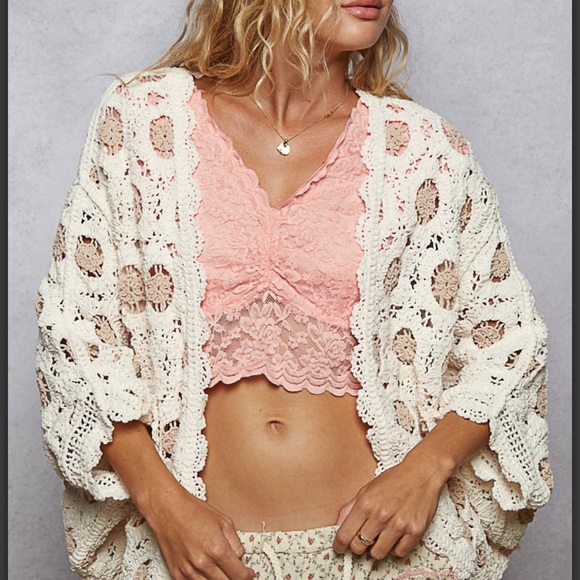💕 POL Cream Crochet Cardigan - Picture 3 of 9